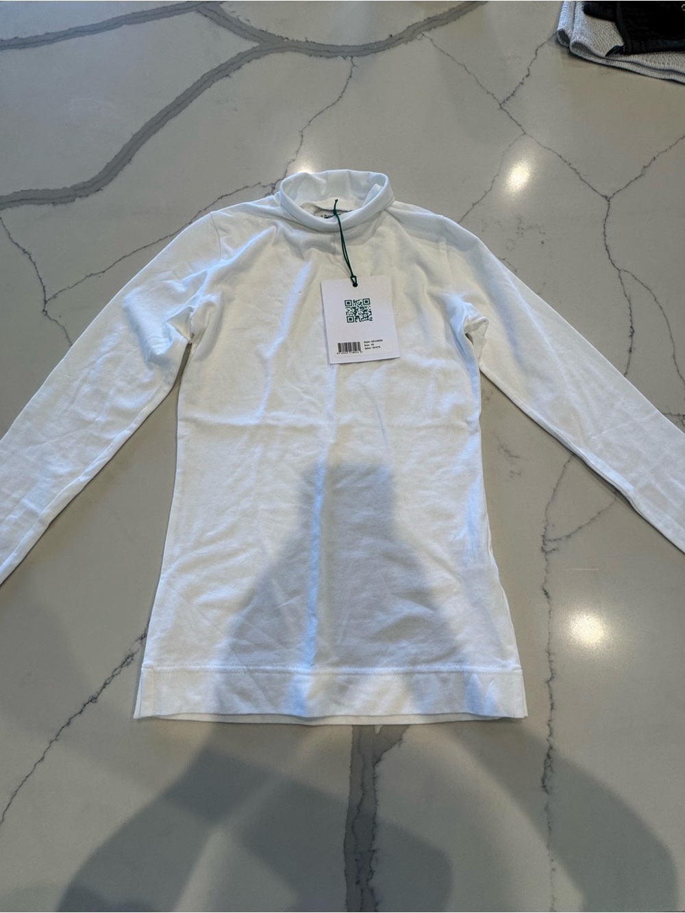 Adam Lippes Franger Collection - White Long-Sleeve Mock Neck Top - Size XS
